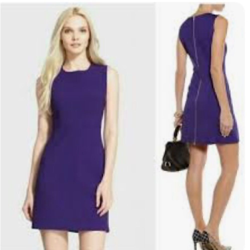 Diane von Furstenberg Navy Carprenna Mini Knit Suiting Dress Size 14
